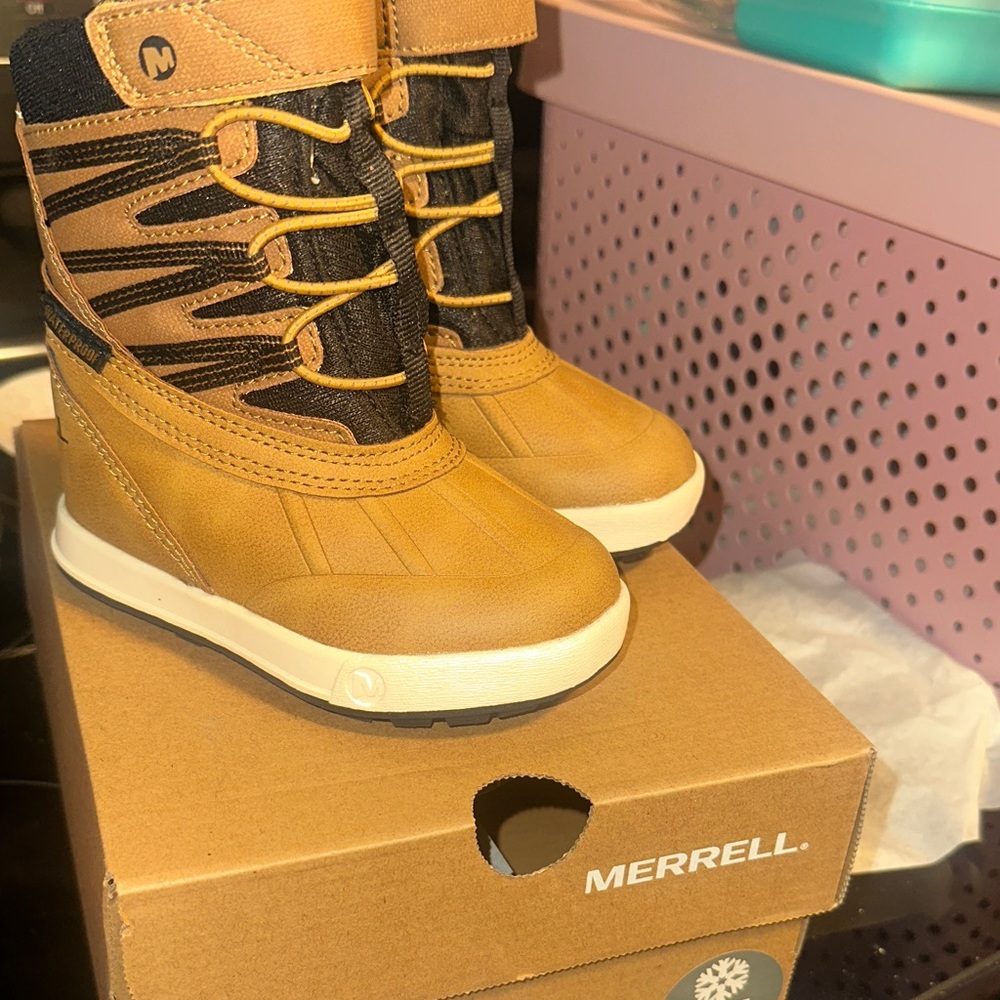 Merrell Kids Brown/Tan Waterproof Snow Boots